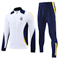 Miniatyrbillede 1 af 2: 2425 ny Real Madrid langærmet fodbolduniform, voksen hættetrøje, lang lynlås, efterårs- og vintertræningssæt Hvid Hvid White S