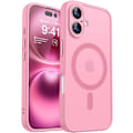 Miniatyrbild 1 av 6: Magnetiskt Skal för iPhone 16 Pro Max med Fullständigt Kameraskydd [MagSafe-kompatibelt] [Transparent Matt] Skyddande Mobilskal, Hot Pink Rosa Pink iPhone 16