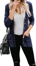 Women's Cardigans, Button Down, Solid Color, Knit, Loose Cardigans with Pockets, XL
