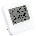 Miniatyrbillede 1 af 7: Smiling Fa Temperatur- og Fugtighedsmåler Indendørs Husholdningsvejrstation LCD Digitalt Termometer Hygrometer Med Vækkeur White