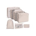 Miniatyrbild 2 av 5: 7/8/9/10 Delars Set Reseorganisatör Förvaringsväskor Resväska Packningskuber Set Fodral Bärbar Bagage Kläder Sko Ordning Påse Vikbar 7 pcs beige 1