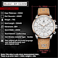 Miniatyrbillede 3 af 5: Benyar Design 2022 Nye Top Mode Sports Quartz Herreure Multifunktionelt Vandtæt Premium Læder Kalenderur Relogio BlackGold