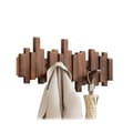 Wall-mounted wooden coat rack, shaped like a piano, multifunctional foldable coat rack, beautiful and practical, black walnut color. Black Walnut Black Walnut 6 Hooks