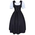 S-5xl Dame Midi Dirndl Kjole 2-dele Med Forklæde Og Bluse Sort Hvid XL