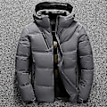 Miniatyrbillede 5 af 5: Vinterjakke Herre Høj Kvalitet Rød Sort Dunjakke Hætte Parka Mode Mand Hvid Andedun Jakke Tyk Varm Sne Overtøj COLOR Dark Grey M