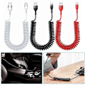 Miniatyrbilde 2 av 5: USB til USB C Spiral Kabel Uttrekkbar Billaderledning Kompatibel Iphone for Android Dataoverføring Fjærdesign 5A Hurtigladekabel Black 150CM