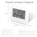 Miniatyrbillede 7 af 7: Smiling Fa Temperatur- og Fugtighedsmåler Indendørs Husholdningsvejrstation LCD Digitalt Termometer Hygrometer Med Vækkeur White