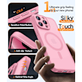Miniatyrbild 6 av 7: Magnetiskt Skal för iPhone 16 Pro Max med Fullständigt Kameraskydd [MagSafe-kompatibelt] [Transparent Matt] Skyddande Mobilskal, Hot Pink Rosa Pink iPhone 13 Pro Max