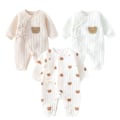 Miniatyrbild 5 av 9: Bodysuit för pojkar och flickor nya vinter bomull babykläder 0-6m 2Pcs C 6M