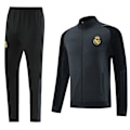 Miniatyrbillede 1 af 2: 2425 ny Real Madrid langærmet fodbolddragt, voksenhættetrøje, lang lynlås, efterårs- og vinterjakke træningssæt Sort-grå Sort-grå Black-gray L