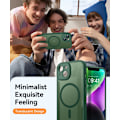 Miniatyrbilde 7 av 7: Magnetisk deksel for iPhone 16 Pro Max med full kamerabeskyttelse [Kompatibel med MagSafe] [Transparent matt] Beskyttende telefondeksel, Purple Deep Gr Deep Green iPhone 14