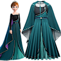 Miniatyrbilde 1 av 4: \"Frost 2\" Elsa kostyme jente barn Halloween rollelek Snødronningen Anna prinsessekjole festkjole kjole Anna kjole D-WELLNGS Anna Kjole D Anna Dress D 5T(tag 120)