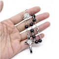 Miniatyrbillede 4 af 5: Rosenkrans Sorte Glasperler til Kors Rosenkrans Armbånd Vidunderlig Gave til Enhver Lejlighed