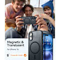 Miniatyrbilde 2 av 6: Magnetisk deksel til iPhone 16 Pro Max med full kamerabeskyttelse [Kompatibel med MagSafe] [Transparent matt] Beskyttende telefondeksel, Lilla Svart Black iPhone 16