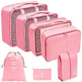 Miniatyrbild 2 av 5: 7/8/9/10 Delars Set Reseorganisatör Förvaringsväskor Resväska Packningskuber Set Fodral Bärbar Bagage Kläder Sko Ordning Påse Vikbar 7pcs pink