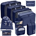 Miniatyrbild 2 av 5: 7/8/9/10 Delars Set Reseorganisatör Förvaringsväskor Resväska Packningskuber Set Fodral Bärbar Bagage Kläder Sko Ordning Påse Vikbar 10 pcs navy blue