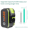 Miniatyrbillede 4 af 5: 20V 6.0Ah Erstatningsbatteri til WORX WA3553 WA3551 WX390 Elværktøj