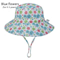 Miniatyrbild 2 av 9: Sommar Baby Solhatt Barn Utomhus Nacke Öron Skydd Anti UV-skydd Strandhattar Pojke Flicka Badhattar För 0-8 År Blue flowers (for 0-3 years)