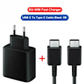 Miniatyrbild 1 av 6: PD45W USB C-laddare för Samsung Galaxy S24 S23 S22 S21 S20 Ultra S10 Plus FE Supersnabb Laddning Typ C Laddkabel Tillbehör EU Black