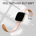 Miniatyrbilde 3 av 5: Lærreim Kompatibel med Fitbit Versa 3/Fitbit Sense 2/Sense, Ekte Lær Elegant Erstatningsreim, Lys Rosa