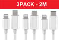 3-pakning 2m Lightning-kabel for lading og overføring, 2 stk USB-C Hvit White 3-PACK 2m IOS - USBC