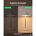 Miniatyrbillede 3 af 5: Genopladelig Trådløs Bordlampe, Dæmpbar LED Batteridrevet Skrivebordslampe, Vandtæt, 3000K Varm Hvid Lampe, Metal Natlampe til Soveværelse, Terrasse ( White
