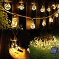 Solar String Lights Outdoor Garden - 8M 16 Unbreakable Waterproof LED Lights, Hemp Rope Solar String Lights with (Warm White), CJY