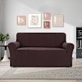 Miniatyrbild 3 av 8: Justerbara 3- och 2-sits sofföverdrag, stretchsofföverdrag, med armstöd, soffskydd, jacquardsofföverdrag, halkfria tvättbara, brun Brown Large 2-seater (170-185 cm)