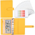 Miniatyrbillede 2 af 7: A6 Budget Planner med 12 kontantkuverter, farverig PU læder notesbog mappe med 12 stk A6 mappe lommer yellow A5