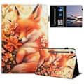 Miniatyrbild 1 av 5: Kompatibel med Samsung Galaxy Tab S9/S9 FE Fodral Mönstrat Läder Tablet Skydd med Auto Sleep/Wake, Korthållare Multicolor Flower Fox