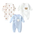 Miniatyrbild 6 av 9: Bodysuit för pojkar och flickor nya vinter bomull babykläder 0-6m 2Pcs B 6M
