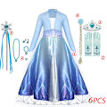 Miniatyrbilde 4 av 4: \"Frost 2\" Elsa Kostyme for Jenter, Barn, Halloween, Rollespill, Snødronning Anna, Prinsessefestkjole, Anna Kjole, D-WELLNGS Anna Kjole D Anna Dress D 6T(tag 130)