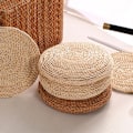 Miniatyrbilde 6 av 9: Tatami Futon Meditasjonspute tykk/tynn Rund Pute Maiskolbe Stråflettet Matte Japansk Stil Pute med Silkevatt Single Layer diameter 30