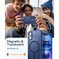 Miniatyrbilde 2 av 6: Magnetisk deksel for iPhone 16 Pro Max med full kamerabeskyttelse [Kompatibel med MagSafe] [Transparent matt] Beskyttende telefondeksel, Dyp Blå-Lilla Deep Blue iPhone 16