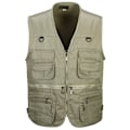 Miniatyrbilde 4 av 6: Fiskevest for menn, jakt, fottur, utendørs vest med lommer, khaki - Perfekt khaki khaki 3XL