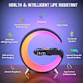 Miniatyrbild 4 av 4: Intelligent Atmosfär LED Bluetooth Högtalare Sänglampa Smart Trådlös Laddare Black