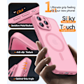 Miniatyrbild 6 av 7: Magnetiskt skal för iPhone 16 Pro Max med fullständigt kameraskydd [Kompatibelt med MagSafe] [Transparent matt] Skyddande mobilskal, Lila Rosa Pink iPhone 16 Pro Max