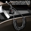 Miniatyrbilde 3 av 5: USB til USB C Spiral Kabel Uttrekkbar Billaderledning Kompatibel Iphone for Android Dataoverføring Fjærdesign 5A Hurtigladekabel Black 150CM