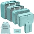 Miniatyrbild 2 av 5: 7/8/9/10 Delars Set Reseorganisatör Förvaringsväskor Resväska Packningskuber Set Fodral Bärbar Bagage Kläder Sko Ordning Påse Vikbar 7 pcs Lake Blue