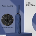 Miniatyrbillede 2 af 7: Automatisk foldbar paraply, vindafvisende, stor luksusparaply med sort belægning, 12 ribber, 1 stk 1pc dark blue