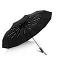 Miniatyrbillede 1 af 7: Automatisk foldbar paraply, vindafvisende, stor luksusparaply med sort belægning, 12 ribber, 1 stk 1pc black