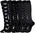 Compression Socks for Women and Men, 6 Pairs High Flight Compression Socks Circulation Support Socks S/M S/M
