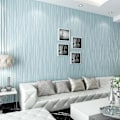 Miniatyrbilde 5 av 5: 53X910cm Moderne Ikke-vevd Tapetrull Glitter Stripe Teksturert Flocking Stripete Veggbelegg For Soverom Stue Blue