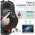 Miniatyrbilde 5 av 5: Bluetooth Mus, Oppladbar Trådløs Mus Multi-Enhet (Tri-Mode: BT 5.0/4.0+2.4Ghz), Stille, 3 DPI Justering, Ergonomisk Optisk Bærbar Mus