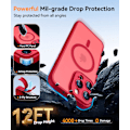 Miniatyrbild 7 av 7: Magnetiskt Skal för iPhone 16 Pro Max med Fullständigt Kameraskydd [MagSafe-kompatibelt] [Transparent Matt] Skyddande Mobilskal, Hot Pink Röd Red iPhone 13 Pro