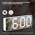 Miniatyrbild 3 av 7: Akryl/Spegel Digital Väckarklocka Voi Contr (Batteridriven) Bordsklocka Snooze Nattläge 12/24H Elektroniska LED-klockor White Mirror C