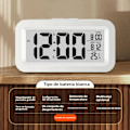 Miniatyrbild 4 av 5: LED Digital Väckarklocka Bakgrundsbelysning Snooze Datum Tid Kalender Skrivbord Multifunktionell Elektronisk Bakgrundsbelyst Bordsklocka 1pc White
