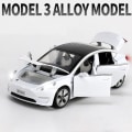 Pikkukuva 1 / 5: 1:32 Tesla Model X Model 3 Model S Model Y Metalliseos Automalli Painevaletut Leluauto Ääni Ja Valo Lasten Lelut Lapsille Lahjat Poika Lelu Model 3 White