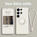 Miniatyrbild 1 av 6: Flytande Silikon Ringfodral för Samsung Galaxy S23 Ultra 360 Skyddande Mjukt Tyg Telefonskal S23Plus S22 Ultra S21Ultra Vit White For Samsung S21Ultra