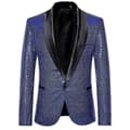 Herr Mode Paljett Casual Blazer Bröllopsfest Kostym Jacka Blue XL